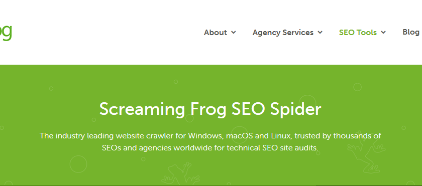 Screaming Frog's Webpage