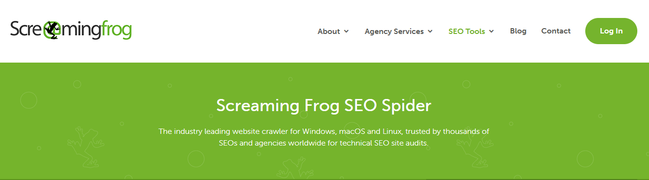 Screaming Frog's Webpage