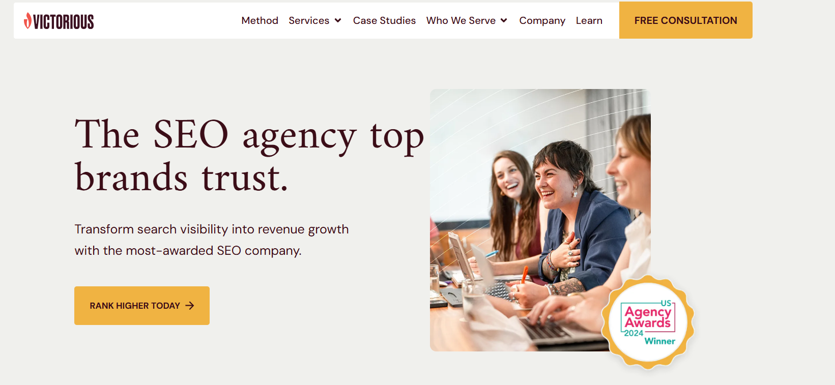 Victorious Agency's Webpage